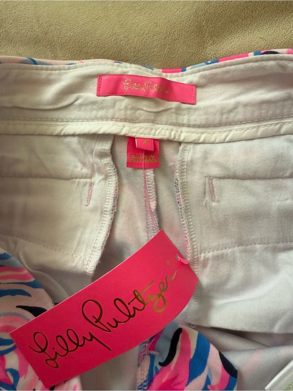 Lilly Pulitzer Pink & Blue Swirl Scallop-Hem High Waist Shorts